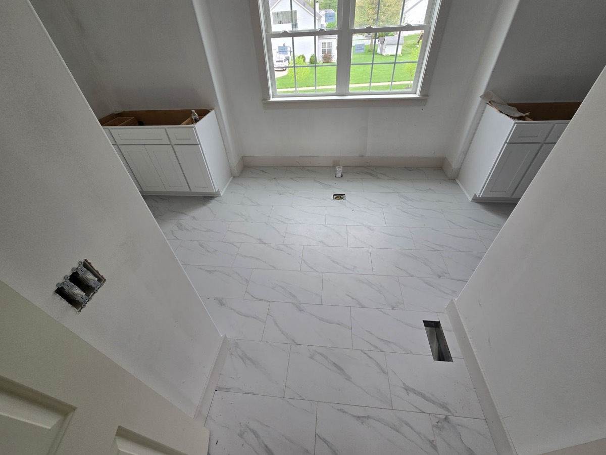 Marble tile flooring