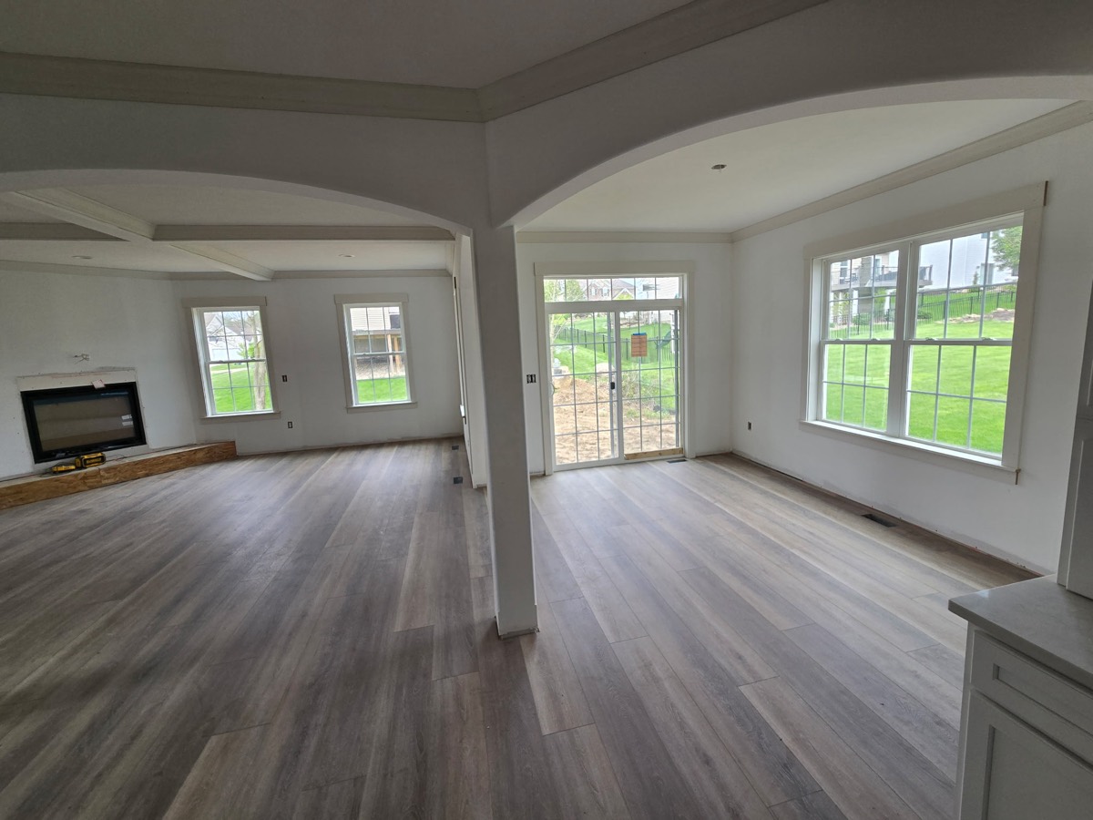 Open floor plan remodel with new flooring in a Canton-area home